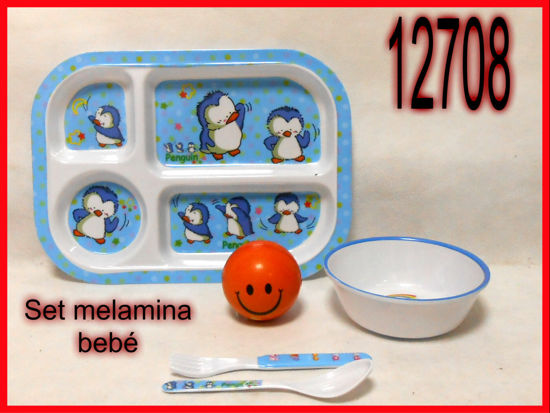 Imagen de PLATO MELAMINA CON COMPOTERA Y CUBIERTOS 9.23